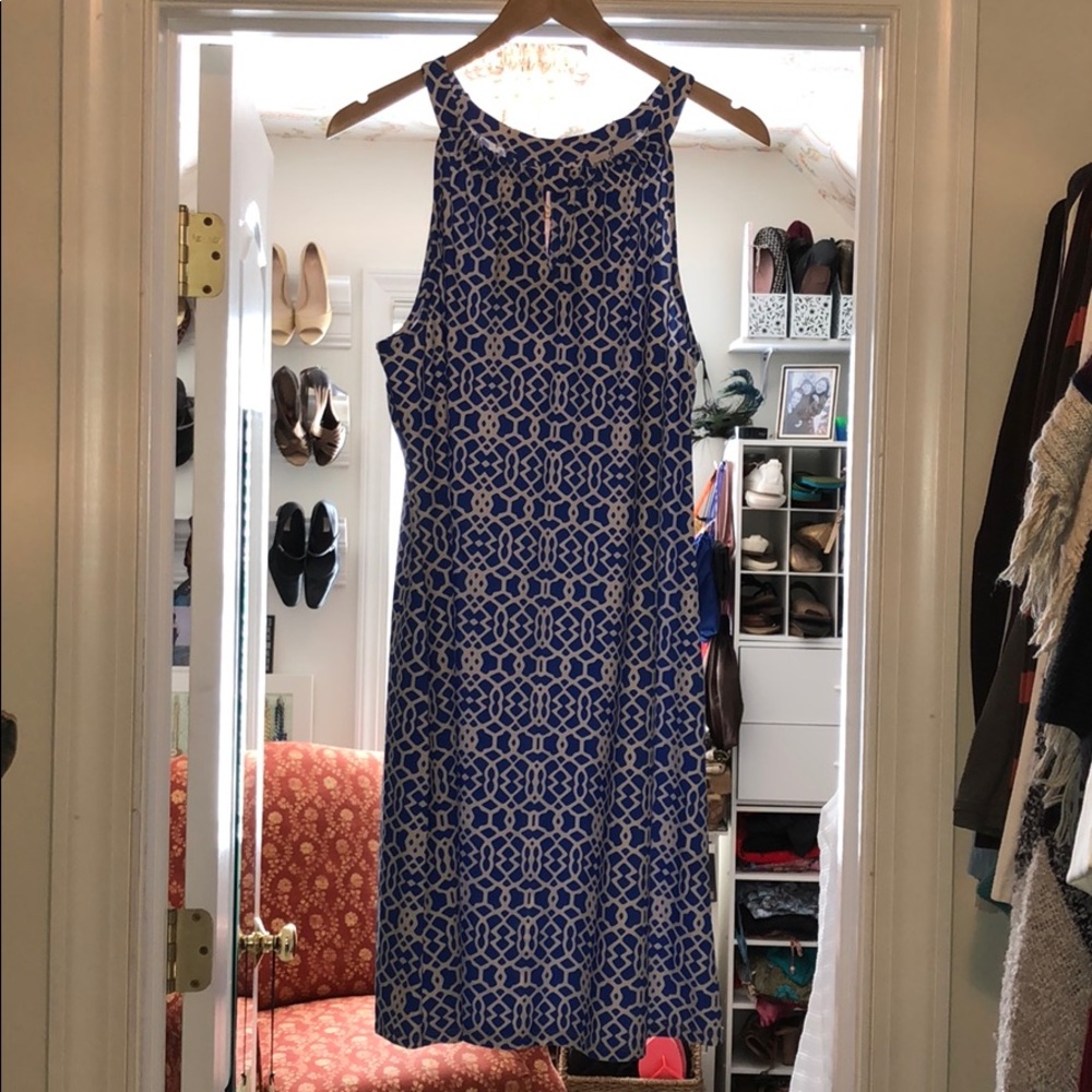 Jude Connally blue and white keyhole dress